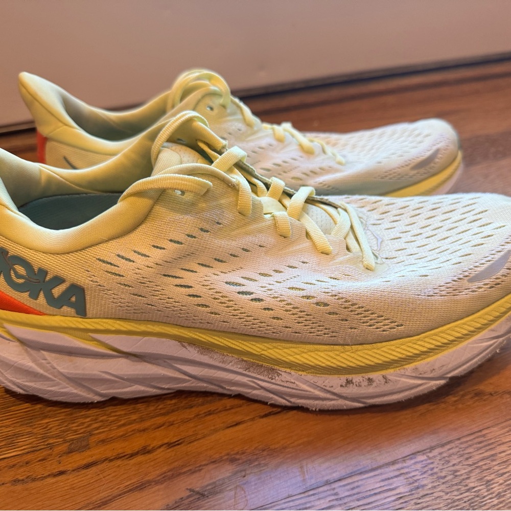 Hoka Womens size 10 Clifton 8 Yellow Running Sneakers
